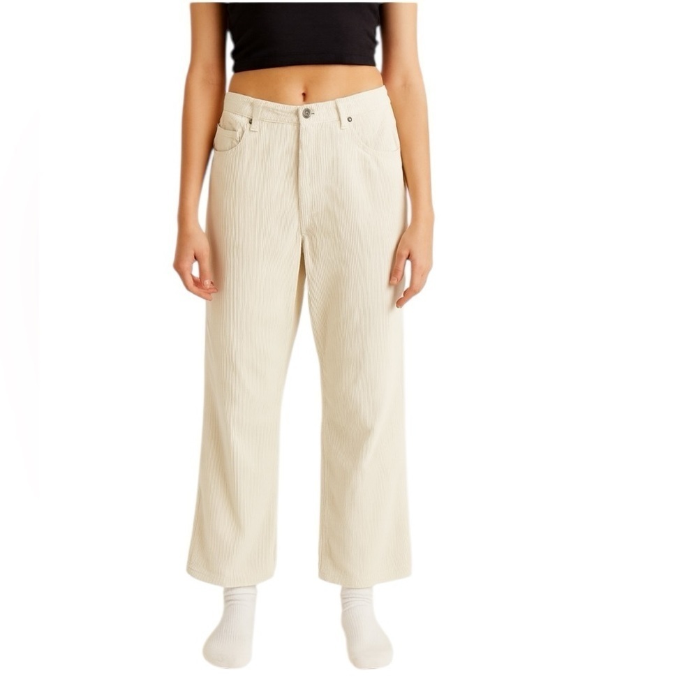 Urban Outfitters - High & Wide Corduroy Cream Y2K Grunge Wide Leg Pants Sz 31